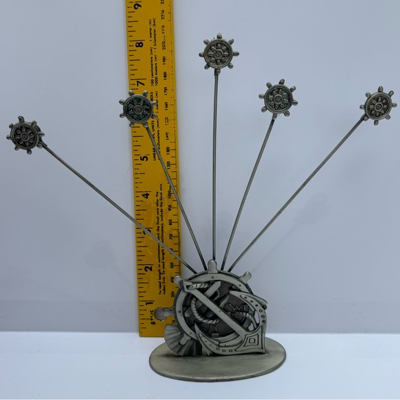 Nautical Ship Helm Anchor Picture Card Clip on Holder Pewter EUC - Picture 3 of 3